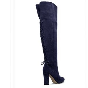 NIB Navy wide width and over knee high boots.